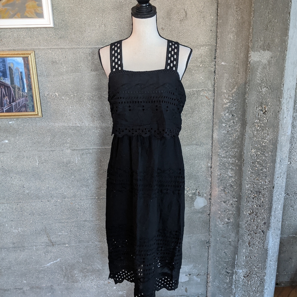 J Crew midi length black dress